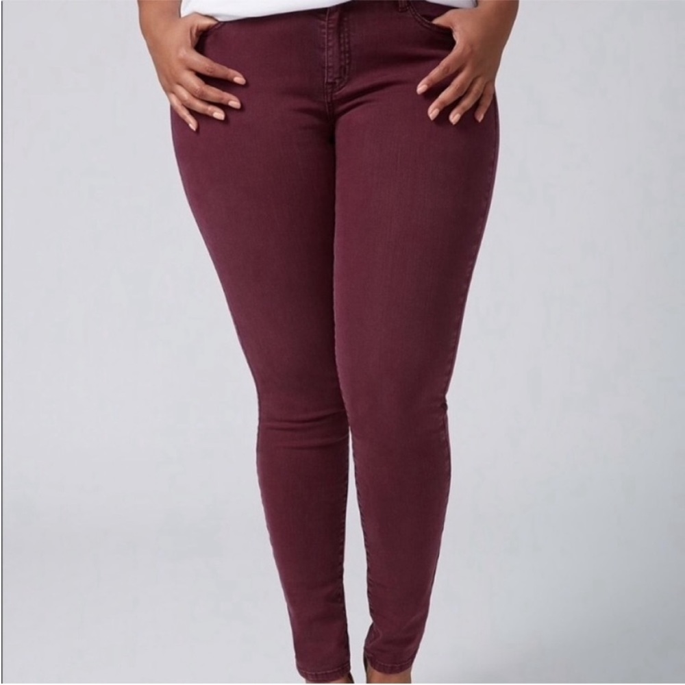 Lane Bryant super stretch maroon skinny jeans